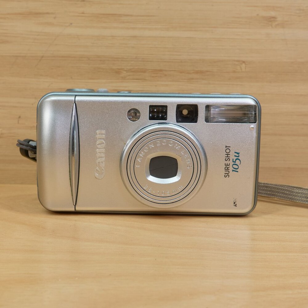 Canon Sure Shot 105u / 35mm Point and Shoot Film Camera / Silver ,Tested Working